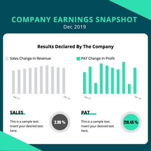 Company Earning Snapshot Column Chart Design