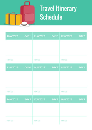 Travel Itinerary Schedule Design