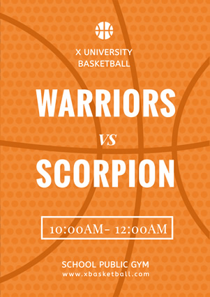 Simple Orange Basketball Match Flyer Design