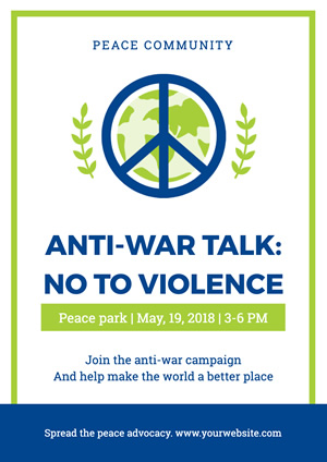 Blue and White Antiwar Poster Design