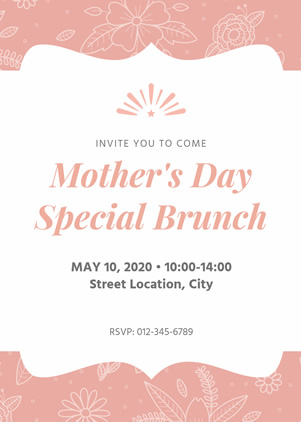 Simple Mothers Day Brunch Invitation Design