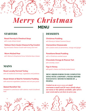 Desserts Christmas Menu Design