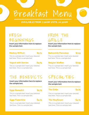 Pancakes Breakfast Menu Design