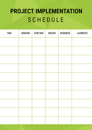 Project Implementation Schedule Design