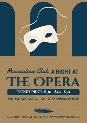 White Mask Ticket Information Opera Poster Design