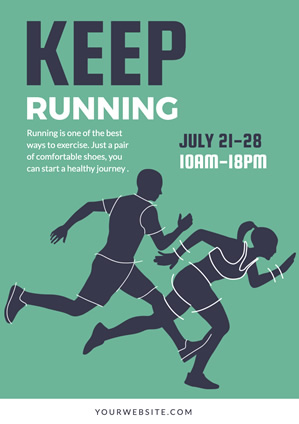 Green Keep Running Poster Design