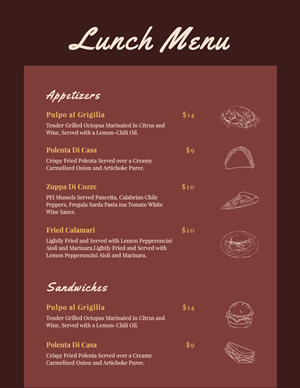 Restaurant Lunch Menu Design