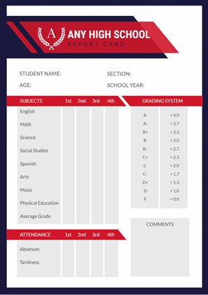 Student Score Report Design