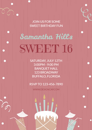 16th Birthday Invitation Design