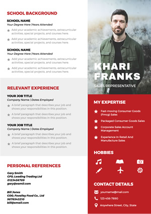 Sales Representative Resume Design