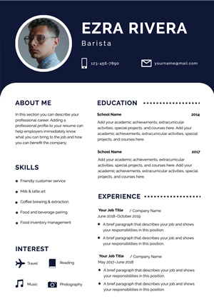 Barista Resume Design