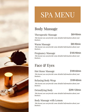 Spa Menu Design