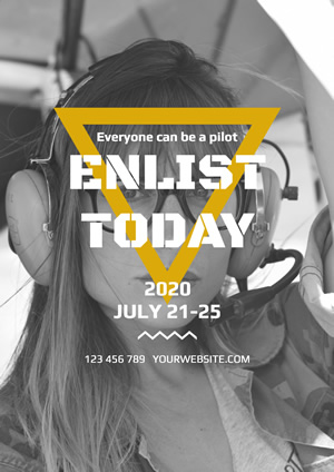 Cool Female Pilot Photo Poster Design