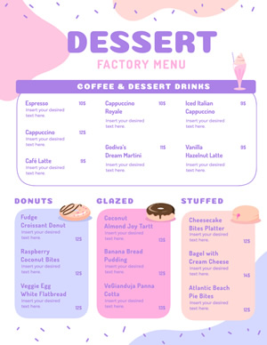 Dessert Factory Menu Design