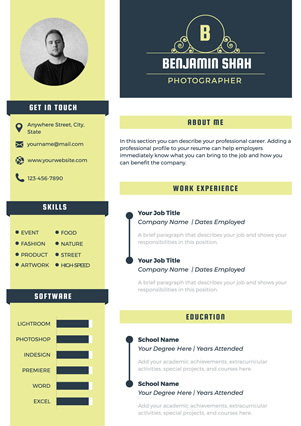 Photographer Resume Design