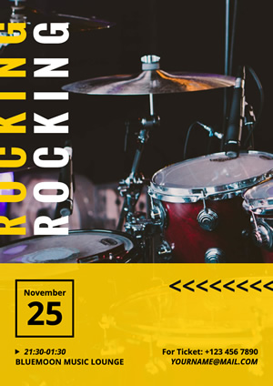 Drum Set Photo Rock Poster Design