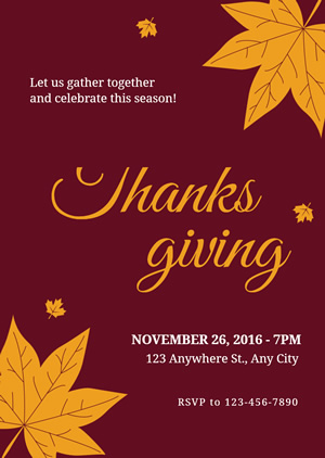 Maple Leaf Thanksgiving Invitation Design