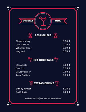 Cocktail Menu Design