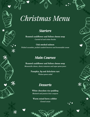 Starters Christmas Menu Design