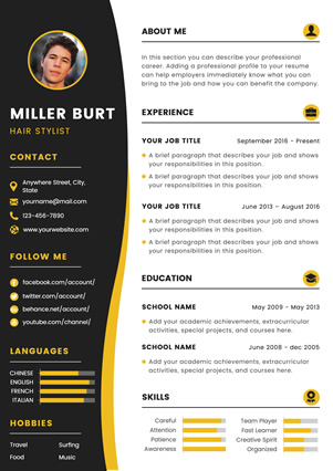 Hair Stylist Resume Design