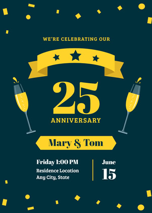 Cheering 25th Anniversary Invitation Design