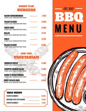 Burgers Bbq Menu Design