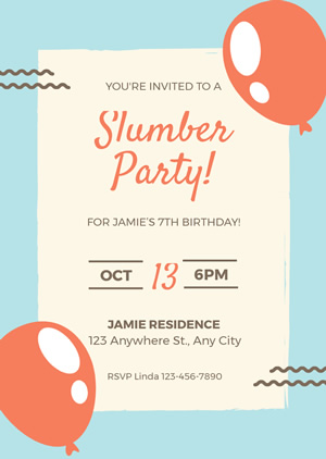 Cute Sleepover Invitation Design